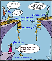 democrat walking over cliff